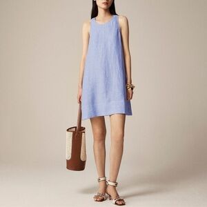 NWT J. Crew Maxine Button-Back Dress in Linen Women's Size S French Blue Preppy